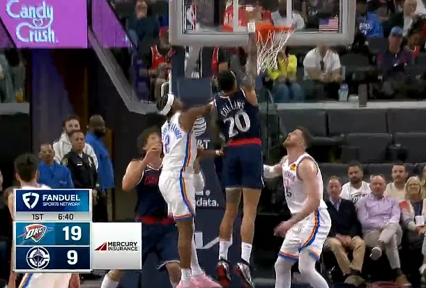 开云登录入口-霍姆格伦三分投进已经拿到10分，雷霆开局19-9打停快船